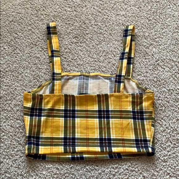 Yellow Plaid Crop Top Size XS - Picture 2 of 3